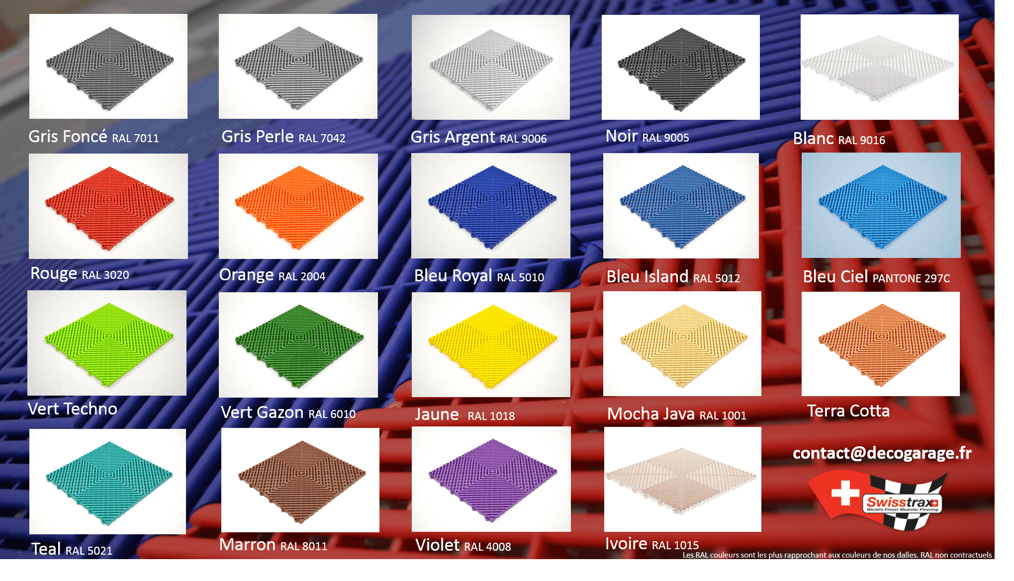 couleur dalle de sol swisstrax