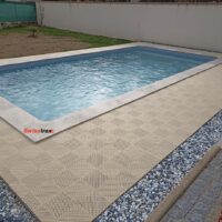 Mocha colored pool deck floor