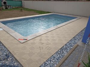 Mocha colored pool deck floor