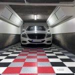 black grey and red checkered pattern