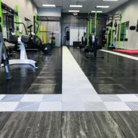 floor for fitness center with a parquet effect