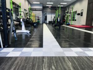 floor for fitness center with a parquet effect