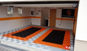 Garage floor with 2 car pads