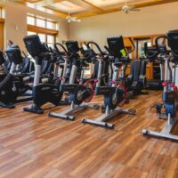 fitness center parquet imitation flooring