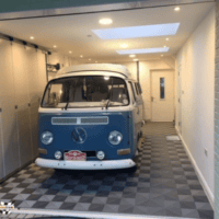 Combi van on a ribtrax tiled garage floor