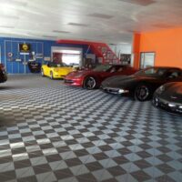 cars in a showroom