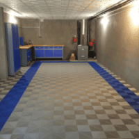 garage flooring in grey and blue