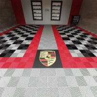 Porsche themed garage floor