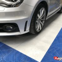 garage design with modular floor tiles