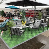 Store and commercial floor in a general store to present terrace lounging products