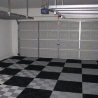 Garage flooring with checkered design