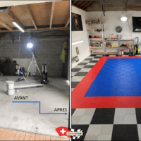 transformation of a detailing center with swisstrax tiles before and after